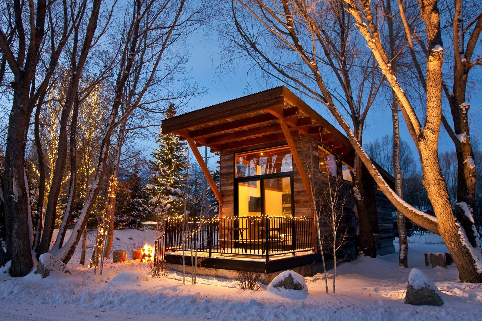 A cabin in winter