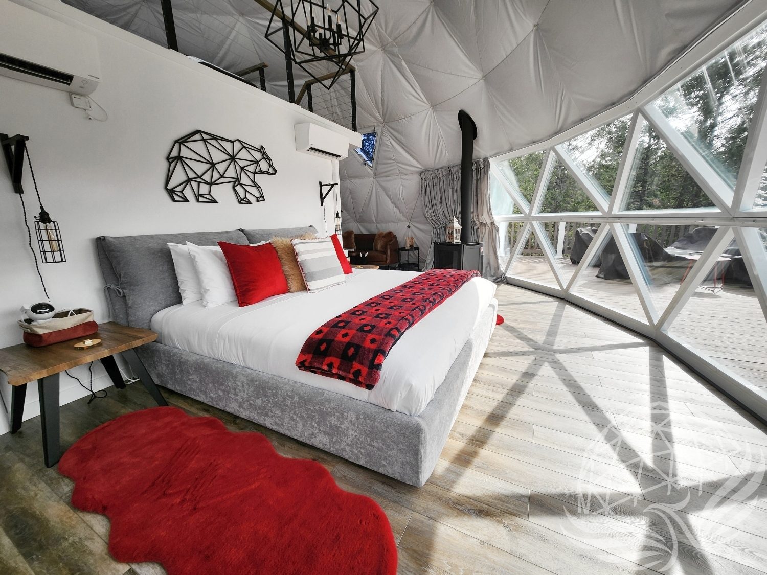 A bed inside a dome